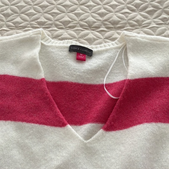 Vince Camuto white/pink striped women’s sweater Size M - Picture 5 of 8